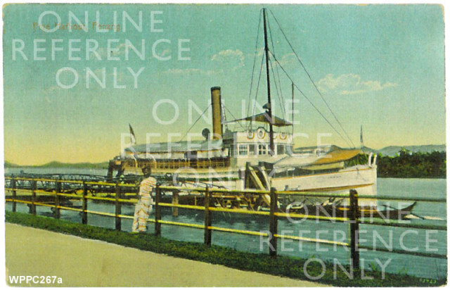 Straits Steamship ferry at the Prye Harbour - Imprint: S.M. Manicum, Penang, Province Wellesley, Straits Settlements, Source: Wade Collection, arecabooks.com